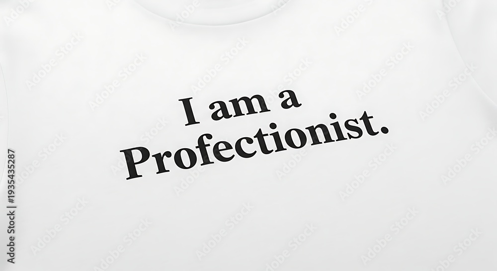 Fototapeta premium Profectionist t-shirt with slogan printed on white background for perfectionist people