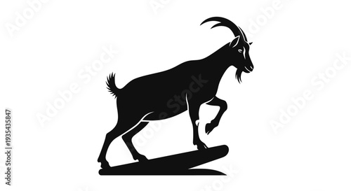 Bold Silhouette of a Bounding Goat in Motion. Vector Illustrations. EPS Editable