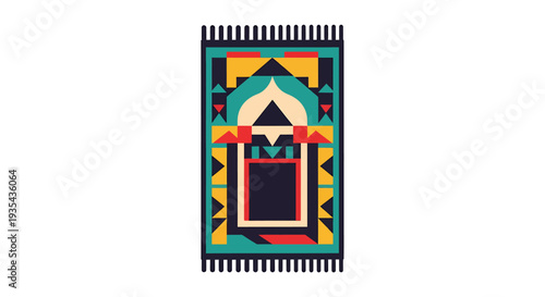 Colorful Geometric Textile Rug Tiny Patterned Decor Piece. Vector Illustrations. EPS Editable