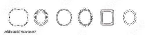 Variety of decorative and geometric frames including circles, squares and scalloped shapes