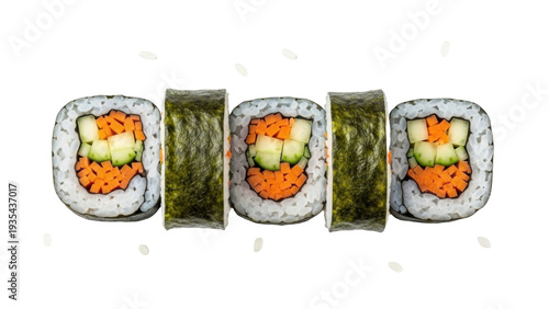 Fotografie Isolated maki sushi roll pieces with vegetables, delicious Japanese seafood lunc