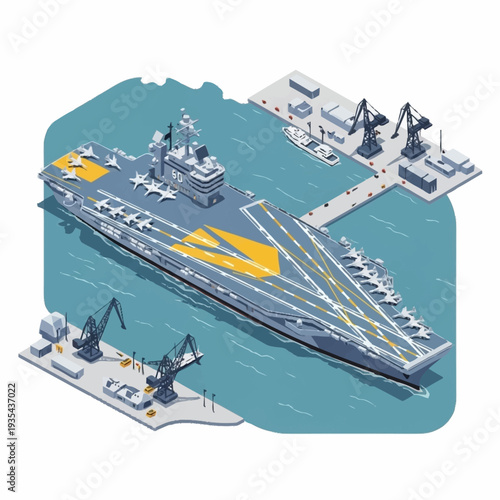 Aircraft Carrier Ship Docked at Harbour.