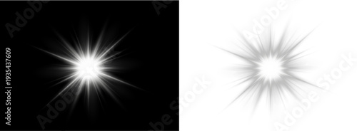 Realistic sun ray burst with soft diffusion. Light gradient transitions create natural glow. Transparent isolated design resource.