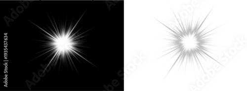 Elegant light explosion with radiant beams. Fine glitter particles create festive sparkle mood. High resolution isolated vector art.
