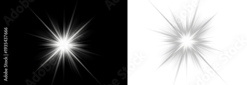 Sparkling fairy light star with magic dust. Elegant glow spreads evenly around the shape. Transparent background vector illustration.