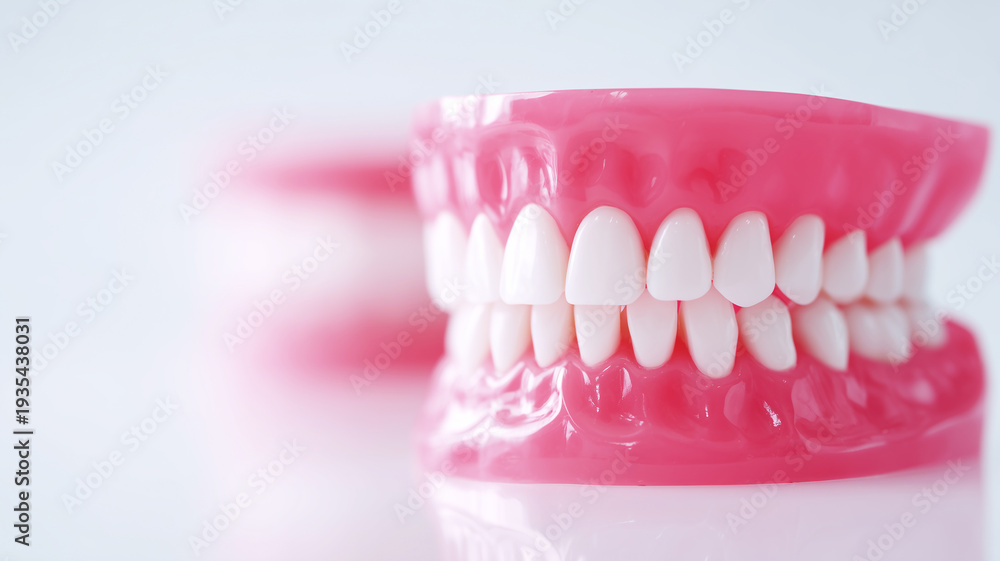 Obraz premium 清潔な歯と歯茎の3Dモデル｜歯科治療・口腔ケアイメージ