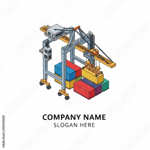 Industrial Crane Lifting Shipping Containers.