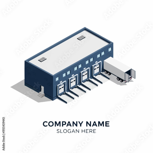Warehouse with Truck Loading Bay Illustration.