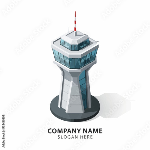 Modern Air Traffic Control Tower Illustration.
