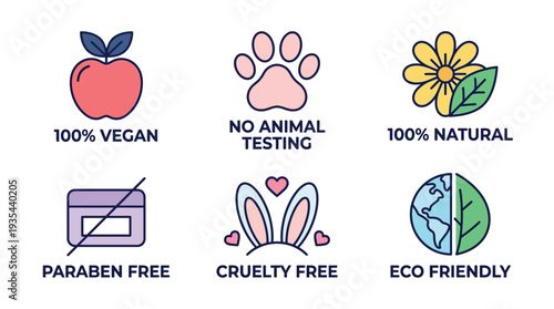 Ethical and Eco Friendly Product Certification Badges Set