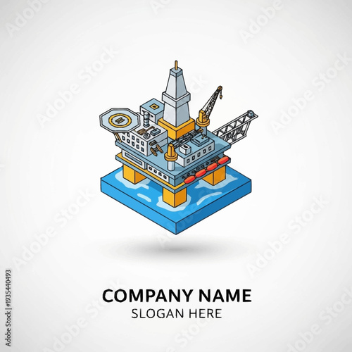 Isometric Oil Rig Platform Structure.