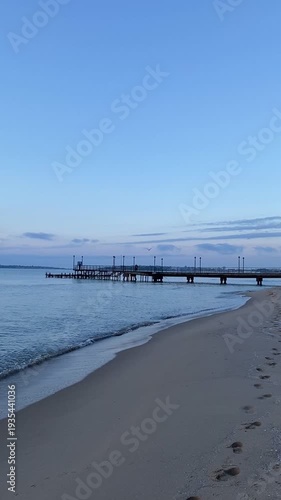 Wallpaper Mural The blue sky of dawn with a calm sea. Sunny Beach, Bulgaria. View of Old Nessebar from afar. View of the pier. Torontodigital.ca