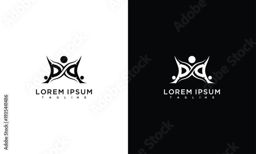 Dynamic Abstract Logo Design Vector - Modern Human Connection Community  Partnership Symbol.