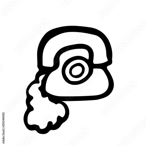 Hand-drawn doodle of a classic vintage rotary telephone with a curved handset and a coiled cord, representing old-school communication and creative minimalist tech design