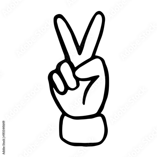 hand gesture showing the victory or peace sign with two fingers raised, representing success, harmony, and creative non-verbal communication design