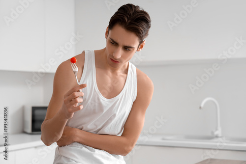 Young man with anorexia and...