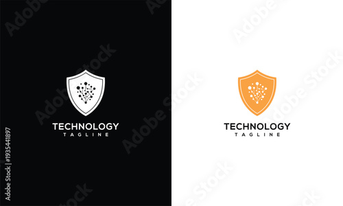 Cybersecurity Technology Shield Logo - Digital Network Protection Icon.