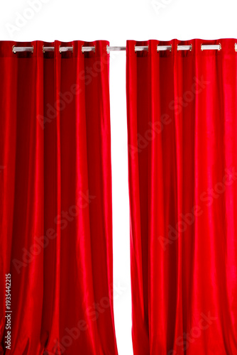 Red curtains on white backg...