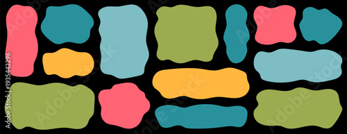 Set of wavy organic rectangle frame, text box shape vector illustration