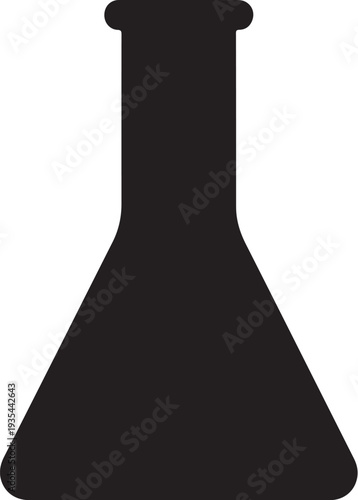 Black Erlenmeyer Flask Silhouette on White Background Illustration