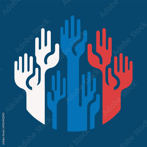 Colorful Raised Hands Illustration – Crowd Gesture Vector Set