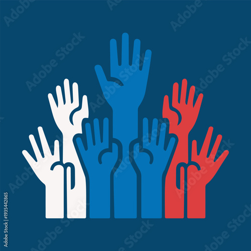 Colorful Raised Hands Illustration – Crowd Gesture Vector Set