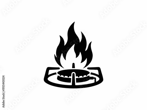 Gas Burner with  Flame Silhouette Icon