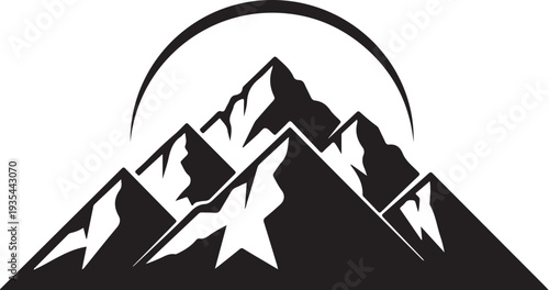 Majestic Mountain Range at Sunset Silhouette Vector Graphic Design