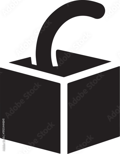 Black ballot box with white outline and slot