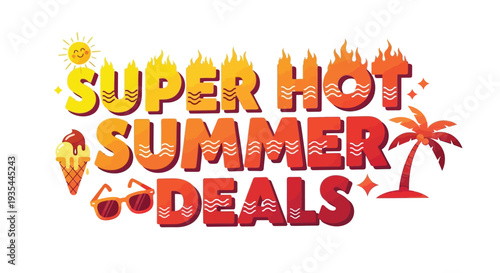 Super Hot Summer Deals vector