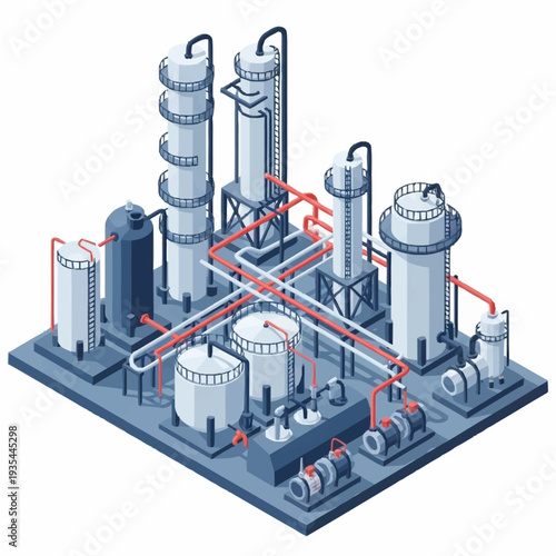 Industrial Plant Facility with Pipes and Tanks.
