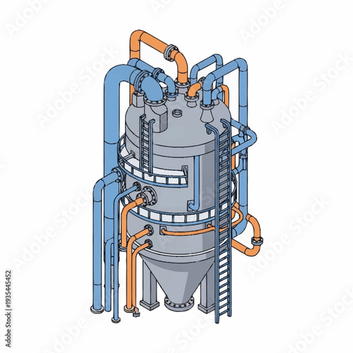 Industrial Equipment with Pipes and Machinery.