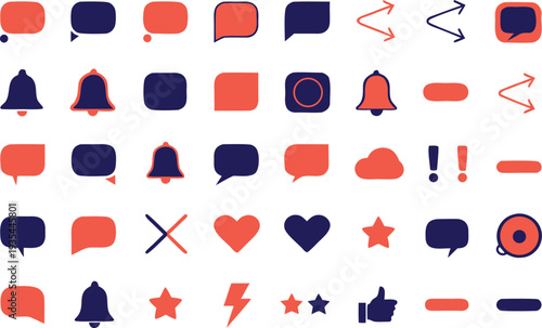 Colorful collection of icons representing various communication and notification symbols