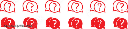 Question mark icon set in different design collections. digital engagement and problem-solving symbols, functional interface design elements.
