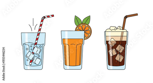 Set of 3 drink icons vector