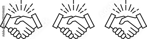Handshake icons symbolizing agreement partnership cooperation mutual understanding business deal diplomacy trust collaboration concept, flat vector illustration design