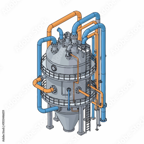 Industrial Equipment with Pipes and Valves.
