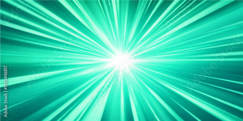 Bright abstract blue background featuring a glowing starburst with intense light rays and a summer sunlight flare design for a professional vector art backdrop