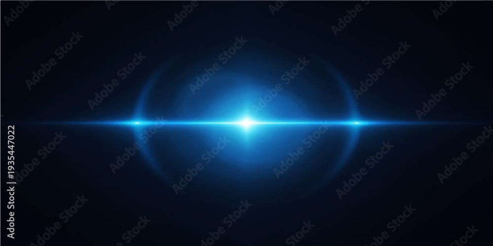 Naklejka premium An abstract digital art backdrop featuring a dark blue motion wave with glowing light rays and energy lines across a black space