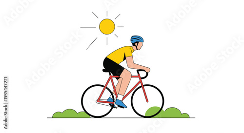 Vector illustration of a man riding a bicycle outdoors