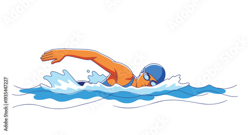 Vector illustration of a swimmer in action