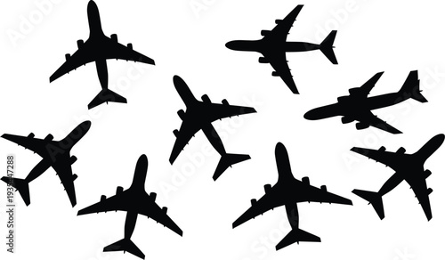 Collection of modern women's fashion apparel, black and white vector illustrations of evening gowns, business suits, and trench coats isolated on white.