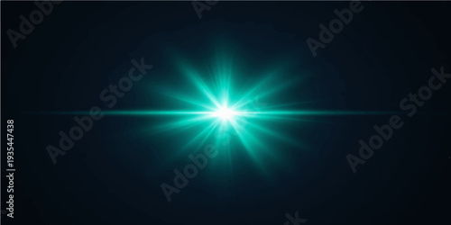 A dark blue abstract space background features a digital art design of glowing light rays and energy lines with a bright star flare motion against a black night backdrop