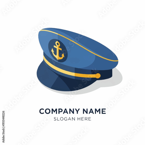 Blue Captain Hat with Gold Anchor Emblem.
