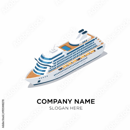 Luxury Cruise Ship Illustration with Multiple Decks.
