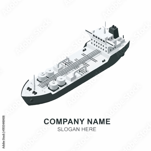 Large White Cargo Ship Illustration.