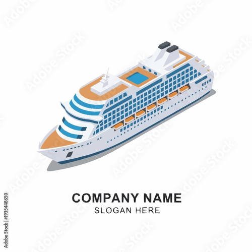 Luxury Cruise Ship Illustration with Multiple Decks.