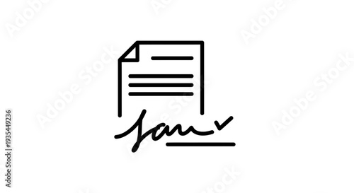 Document with Signature Icon - Agreement, Contract, Legal Document Symbol