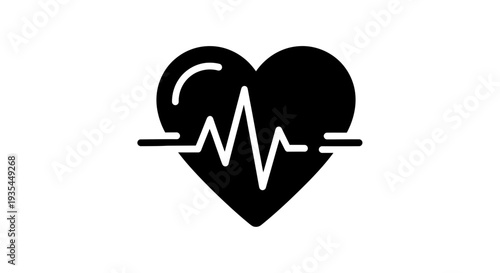 Heartbeat EKG Icon, Medical Health Symbol, Cardiogram Line