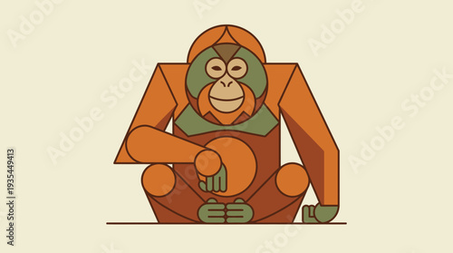 A flat design illustration of a tiger walking from a side angle, capturing its bold and dynamic movement in a landscape orientation.